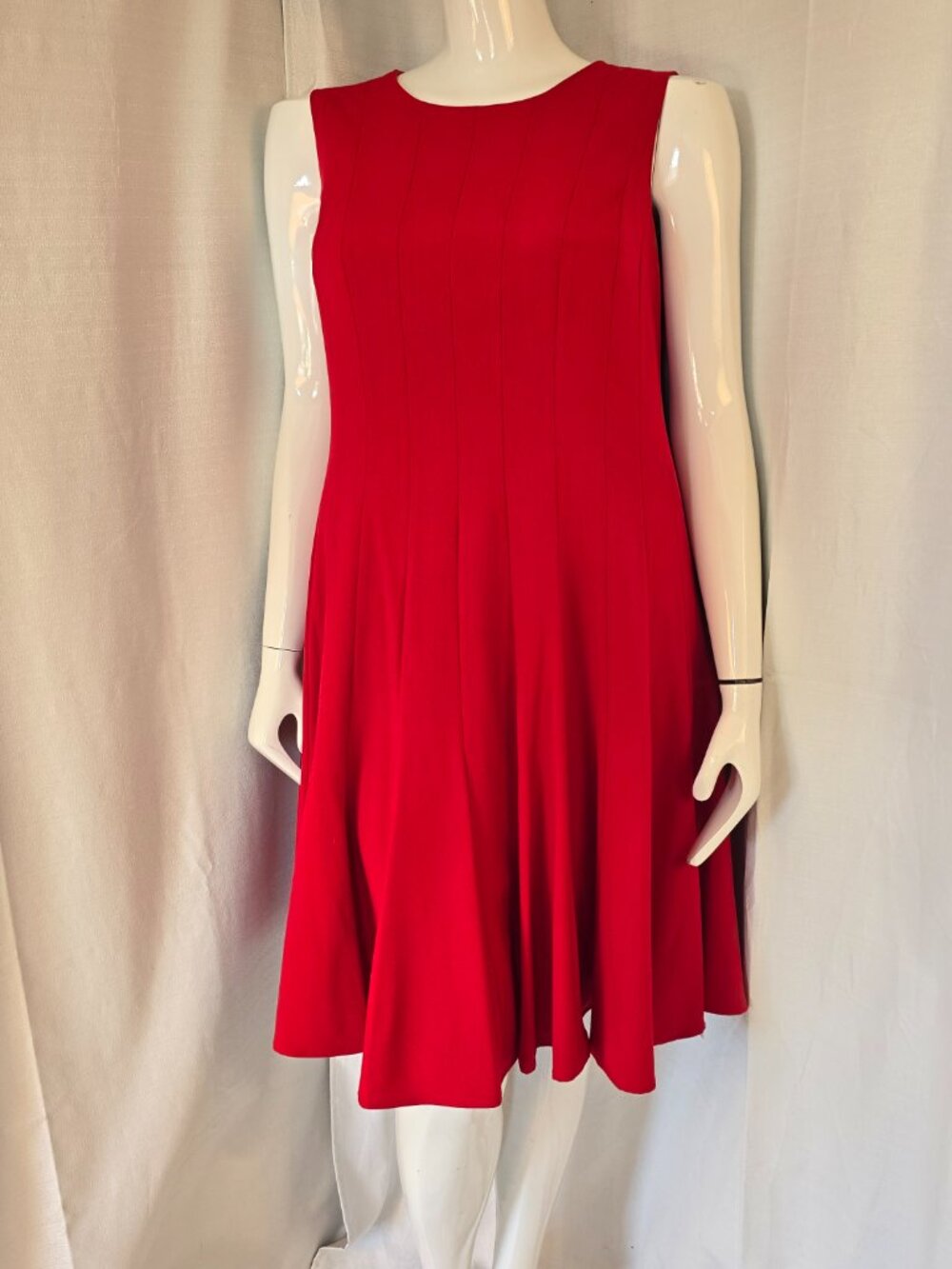 Classic Calvin Klein Sleeveless Red Midi Dress with Zipper Back Size 18W
